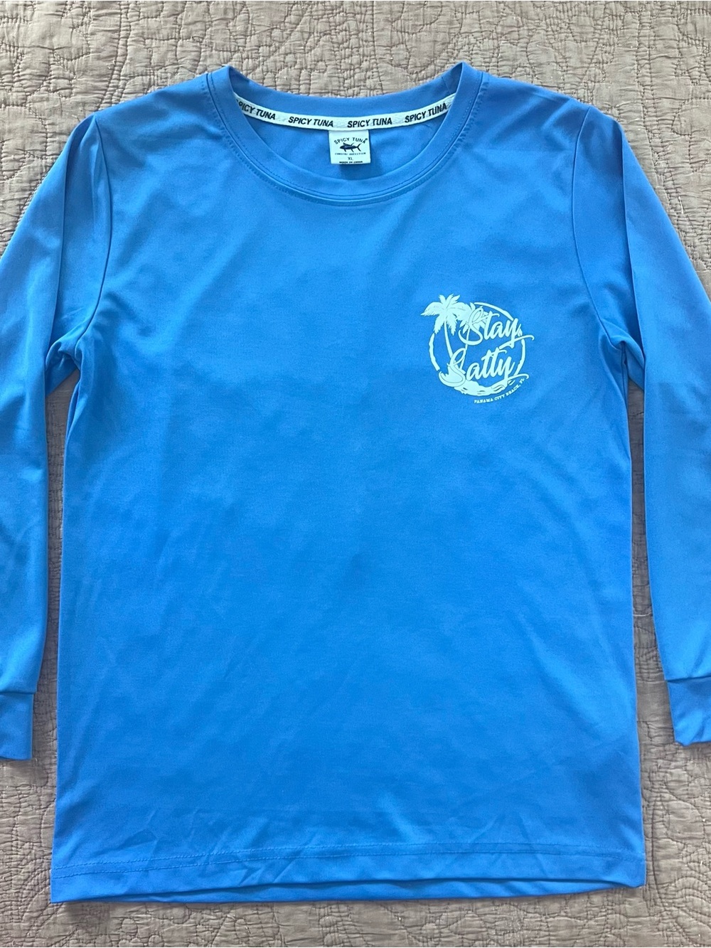 Kids 'Stay Salty' Long Sleeve Rash Guard - Blue